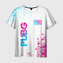 Мужская футболка PUBG neon gradient style: надпись, символ