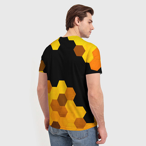 Мужская футболка SsangYong - gold gradient: символ сверху / 3D-принт – фото 4