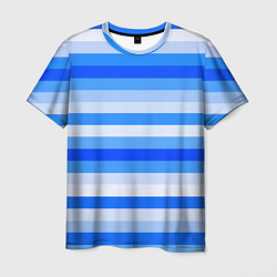 Футболка мужская Полосатый голубой, цвет: 3D-принт