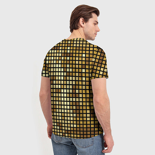 Мужская футболка Золотой диско шар и золотая мозаика / 3D-принт – фото 4