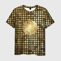 Мужская футболка Золотой диско шар и золотая мозаика