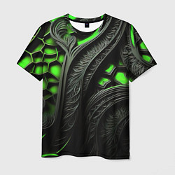 Мужская футболка Green black abstract