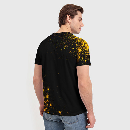 Мужская футболка Papa Roach - gold gradient: надпись, символ / 3D-принт – фото 4