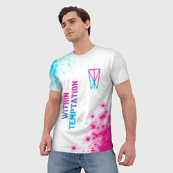 Футболка мужская Within Temptation neon gradient style: надпись, си, цвет: 3D-принт — фото 2