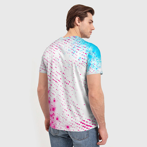 Мужская футболка Evangelion neon gradient style: надпись, символ / 3D-принт – фото 4