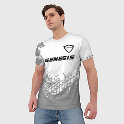 Футболка мужская Genesis speed на светлом фоне со следами шин: симв, цвет: 3D-принт — фото 2