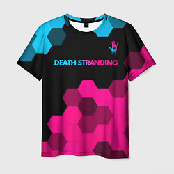 Мужская футболка Death Stranding - neon gradient: символ сверху