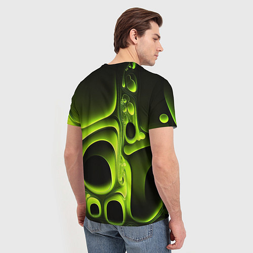 Мужская футболка Зеленая кислотная абстракция / 3D-принт – фото 4