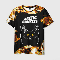 Мужская футболка Arctic Monkeys рок кот и огонь
