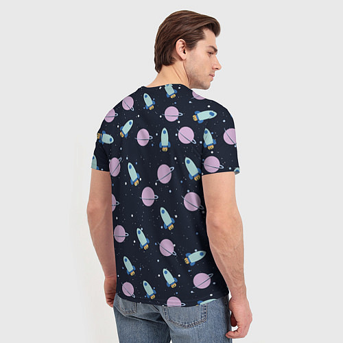 Мужская футболка Ракета и планета / 3D-принт – фото 4