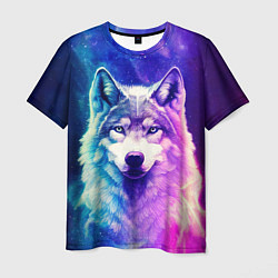 Мужская футболка Волк космический