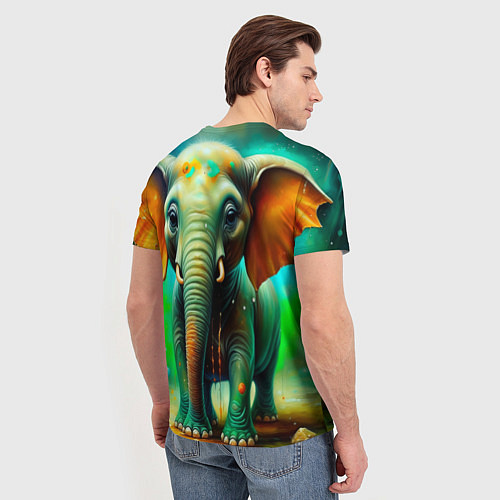 Мужская футболка Слоненок симпатичный / 3D-принт – фото 4