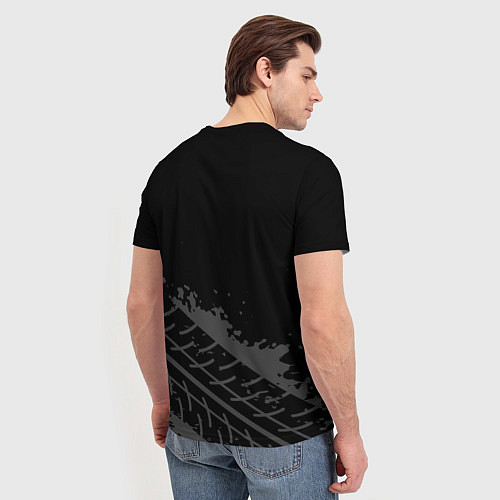 Мужская футболка Skoda speed на темном фоне со следами шин: символ / 3D-принт – фото 4