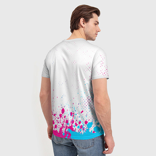 Мужская футболка Skoda neon gradient style: символ сверху / 3D-принт – фото 4