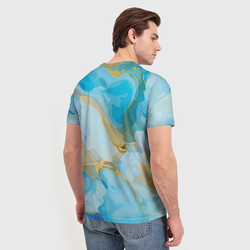 Мужская футболка Лазурь с золотом / 3D-принт – фото 4