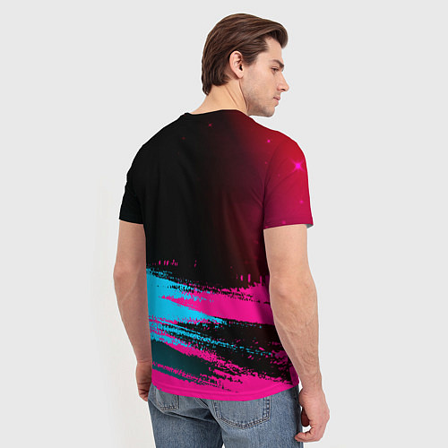 Мужская футболка Ford - neon gradient: символ сверху / 3D-принт – фото 4