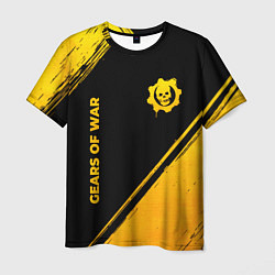 Мужская футболка Gears of War - gold gradient: надпись, символ