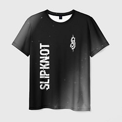Мужская футболка Slipknot glitch на темном фоне: надпись, символ