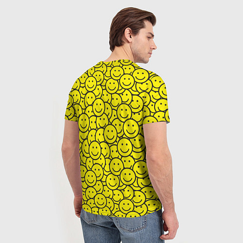 Мужская футболка Счастливые смайлики / 3D-принт – фото 4