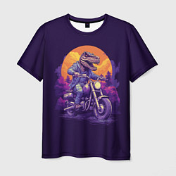 Мужская футболка Динозавр на мотоцикле
