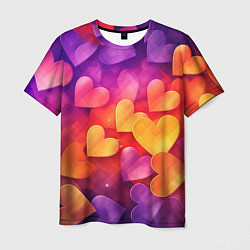 Футболка мужская Разноцветные сердечки, цвет: 3D-принт