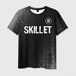 Мужская футболка Skillet glitch на темном фоне: символ сверху