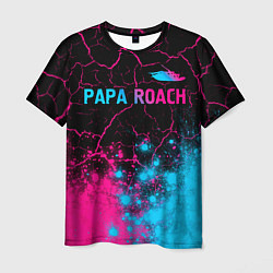 Мужская футболка Papa Roach - neon gradient: символ сверху