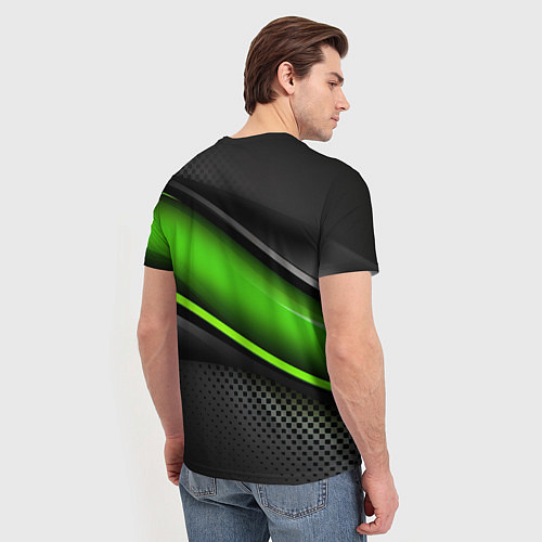 Мужская футболка Зеленая объемная полосы / 3D-принт – фото 4