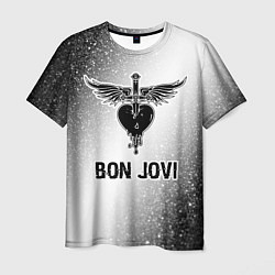 Мужская футболка Bon Jovi glitch на светлом фоне