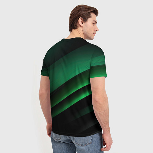 Мужская футболка Черно зеленые полосы / 3D-принт – фото 4