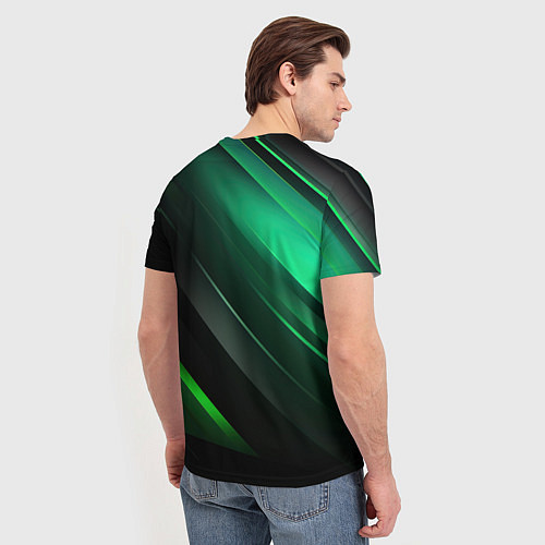 Мужская футболка Black green abstract / 3D-принт – фото 4