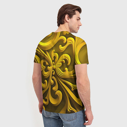 Мужская футболка Желтый объемный узор / 3D-принт – фото 4