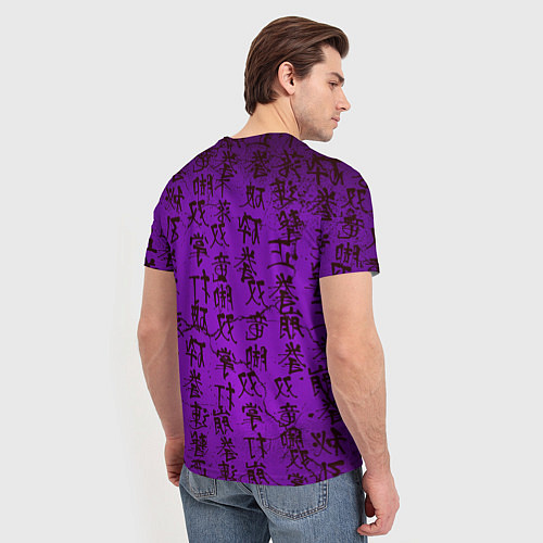 Мужская футболка Неоновый дракон - иероглифы / 3D-принт – фото 4