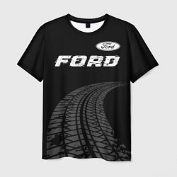 Мужская футболка Ford speed на темном фоне со следами шин: символ с