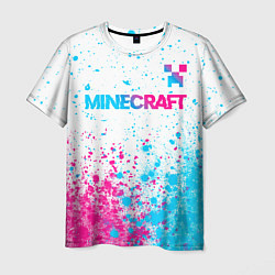 Мужская футболка Minecraft neon gradient style: символ сверху