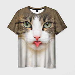 Мужская футболка Кошка показывает язык