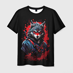 Мужская футболка Волк-самурай