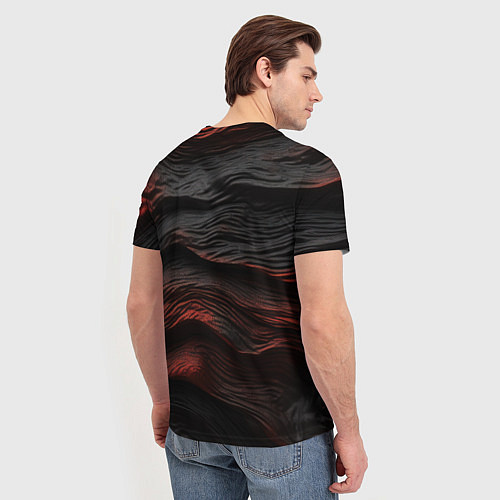 Мужская футболка Black red texture / 3D-принт – фото 4