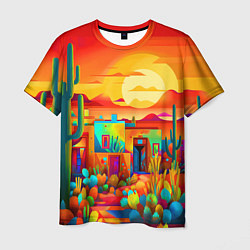 Мужская футболка Мексиканский янтарный закат в пустыне