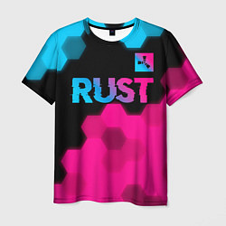 Мужская футболка Rust - neon gradient: символ сверху