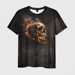 Мужская футболка Горящий череп в дыму