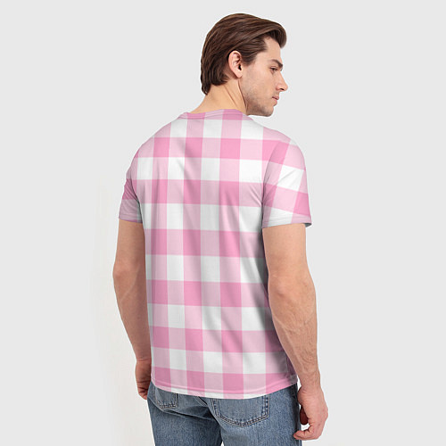 Мужская футболка Барби лого розовая клетка / 3D-принт – фото 4