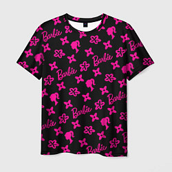 Мужская футболка Барби паттерн черно-розовый