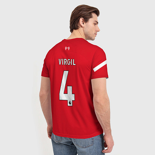 Мужская футболка Вирджил ван Дейк Ливерпуль форма 2324 домашняя / 3D-принт – фото 4