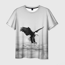 Мужская футболка Орёл в облаках черно-белый