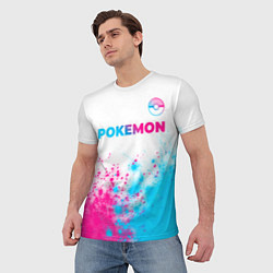 Футболка мужская Pokemon neon gradient style: символ сверху, цвет: 3D-принт — фото 2