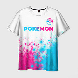 Мужская футболка Pokemon neon gradient style: символ сверху