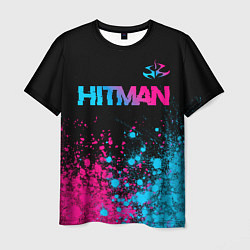 Мужская футболка Hitman - neon gradient: символ сверху