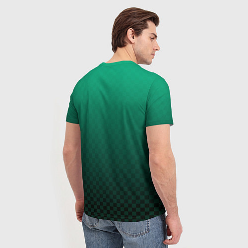Мужская футболка Аквамариновая клетка с градиентом / 3D-принт – фото 4