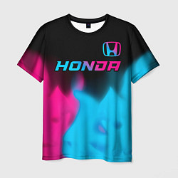 Футболка мужская Honda - neon gradient: символ сверху, цвет: 3D-принт